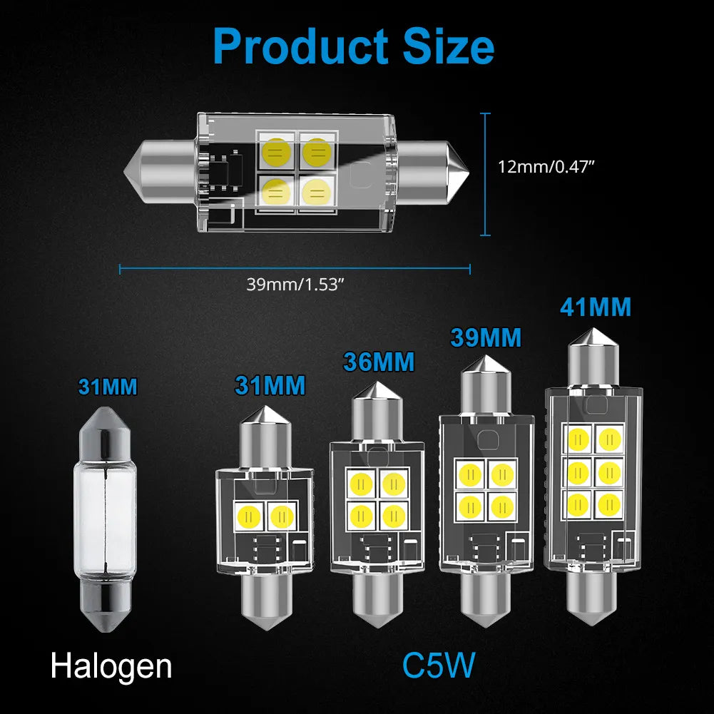 10x C5w led 31mm 2016 12SMD LED Ampoule Lampe Dôme Festoon C5w Led anti  erreur DC